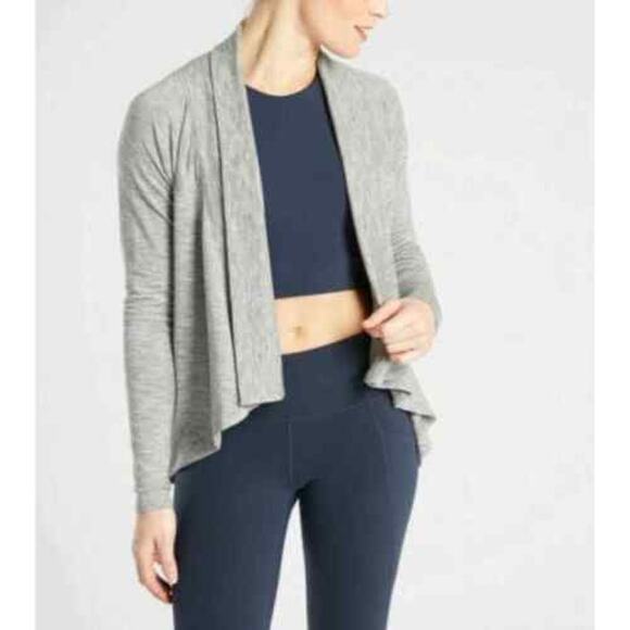 Athleta Nirvana Wear Two Way Wrap Cardigan Sweater Gray Open Front XS - Picture 1 of 7